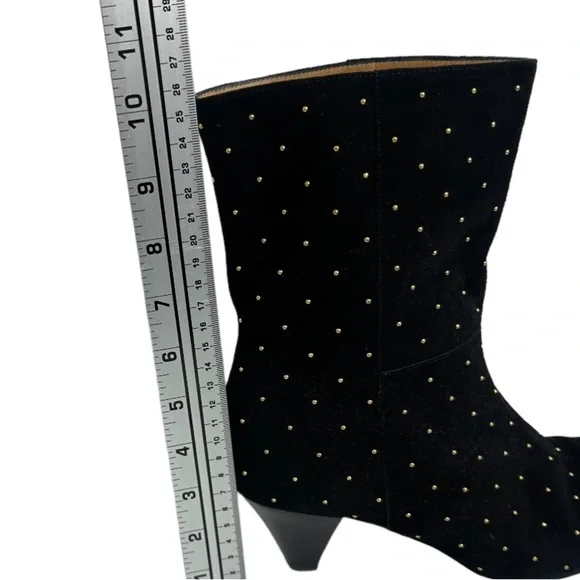 Sezane Studded Suede Leather Boots Size 40 French or US 9 Black Ankle Heeled Low - Picture 9 of 13